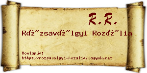 Rózsavölgyi Rozália névjegykártya